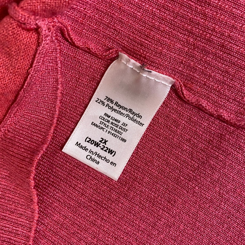 Terra & Sky Cardigan Plus 2X 20W-22W Rose Dust Pink Open Front Draped Sweater - Picture 6 of 10